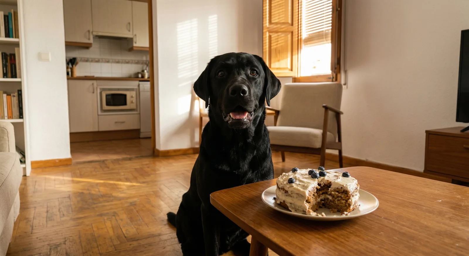 Perro feliz con su tarta