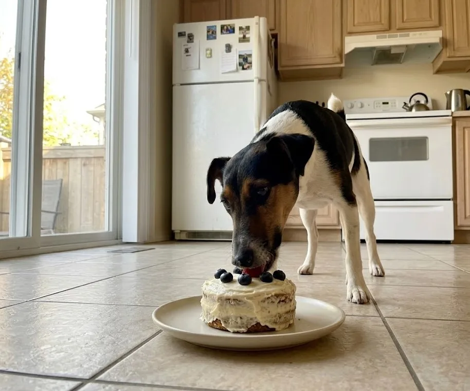 Perro celebrando su cumpleaΓ±os