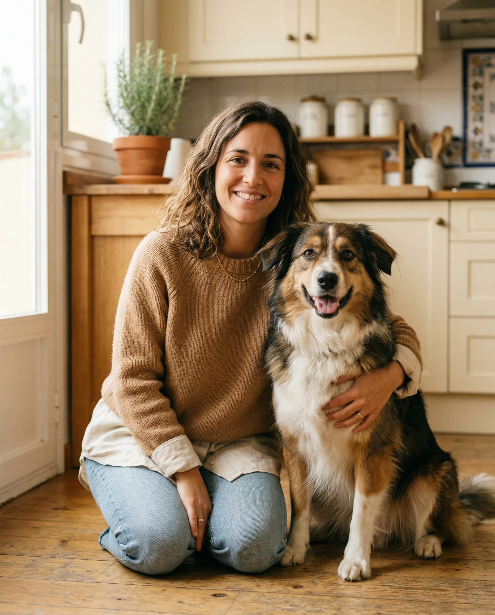 Fundadora de Huella Sana con su perro